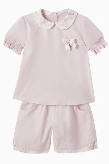 Collar Top & Shorts Set in Cotton Jersey