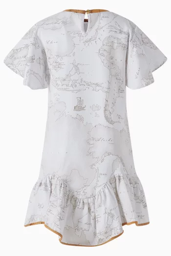Geo Ruffle Dress in Cotton