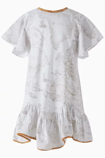 Geo Ruffle Dress in Cotton