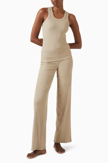 Cotton Rib Foldover Pants