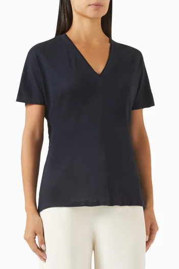 V-neck T-shirt in Viscose-blend Jersey