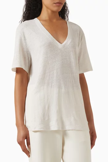 V-neck T-shirt in Linen