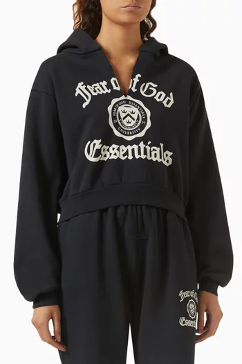 Crop V-neck Hoodie in Fleece
