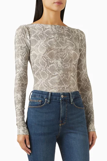 Boatneck Bodysuit in Mesh