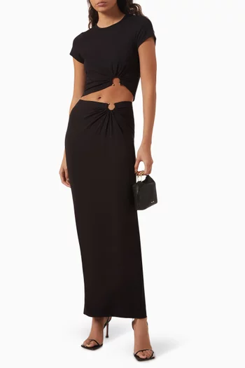 Metal Ring Maxi Skirt in Jersey