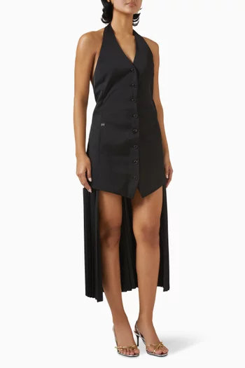 Halter Vest Dress in Fluid Twill