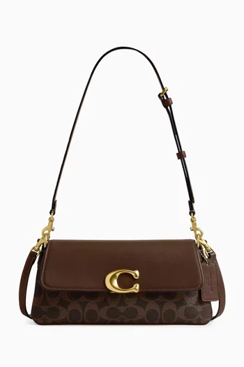 حقيبة كتف جيت قنب بنقشة شعار الماركة وجلد