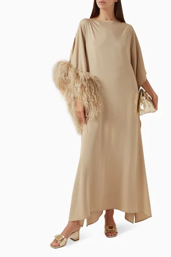 Feather-trim Maxi Dress