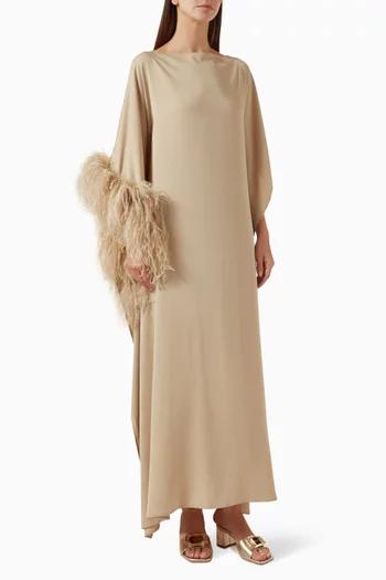 Feather-trim Maxi Dress