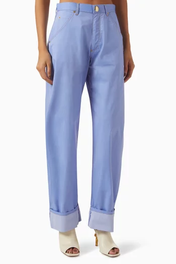 بنطال كريس بقصة ساق أسطوانية قطن بوبلين