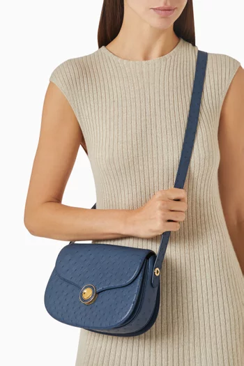 حقيبة كتف جيرا صغيرة جلد نعام