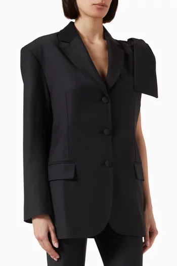 Single-sleeve Bow Blazer in Wool-blend