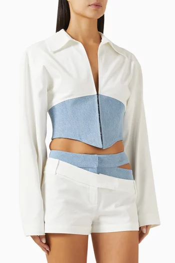 Nina Shirt in Gabardine & Denim