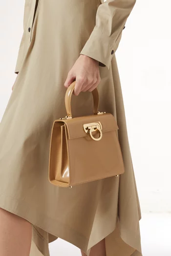 Small Iconic Top Handle Bag in Leather