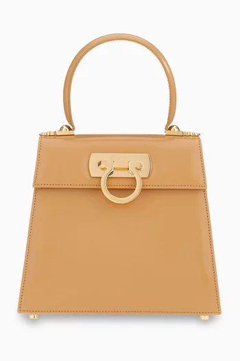 Small Iconic Top Handle Bag in Leather