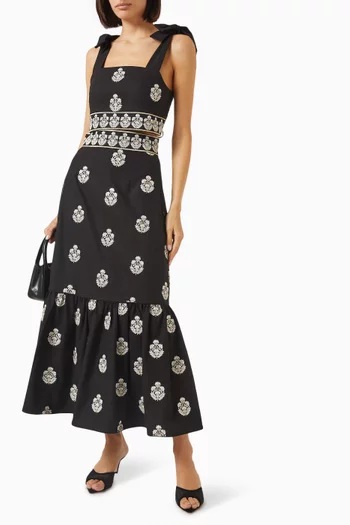 Begum Embroidered Crop Top in Linen
