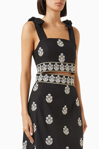 Begum Embroidered Crop Top in Linen