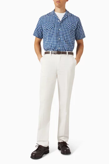 Gingham Check Block Print Shirt in Cotton