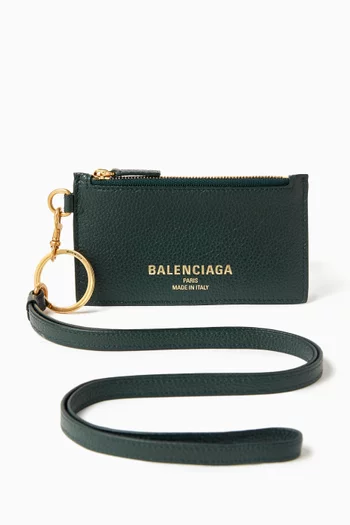 Credit Card Case On Keychain in Grained Calfskin