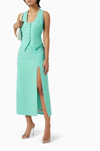 Milo Slit Skirt in Wool Crepe