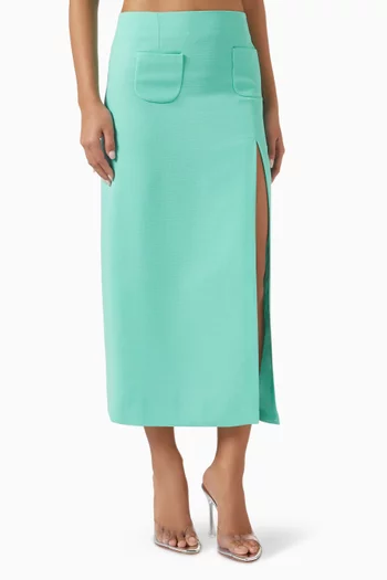 Milo Slit Skirt in Wool Crepe