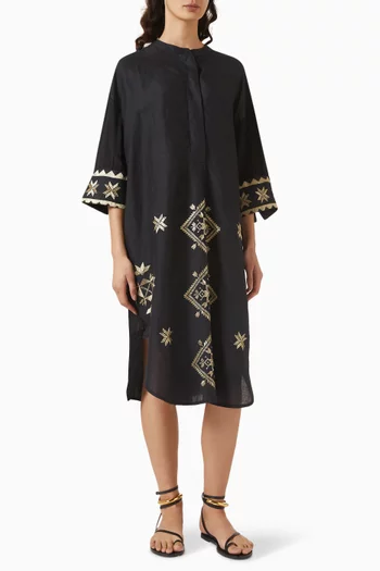 Embroidered Midi Dress