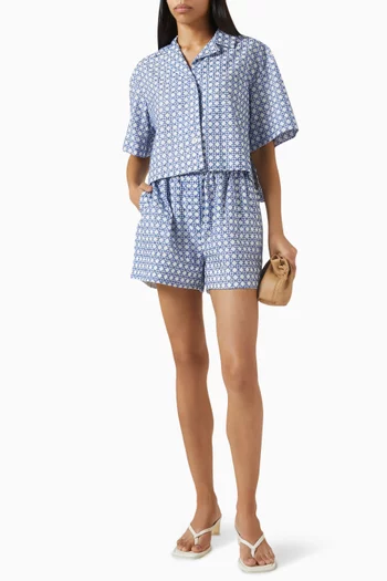 Geometric-print Cropped Shirt