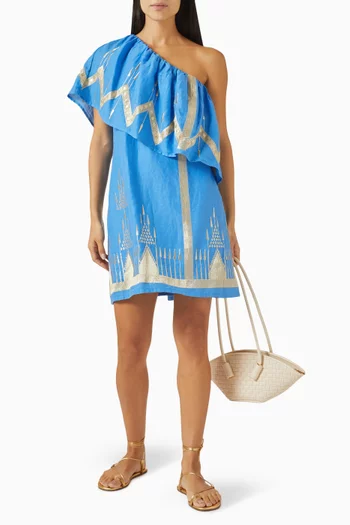 One-shoulder Mini Dress in Ramie