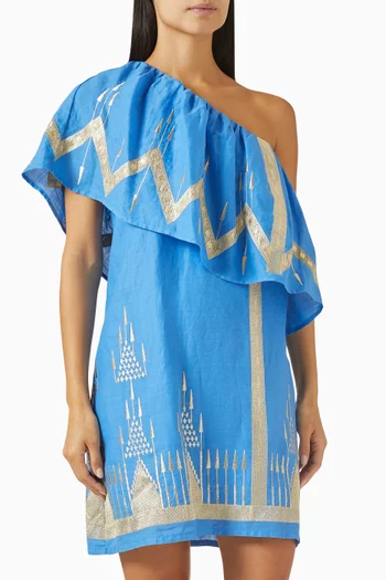 One-shoulder Mini Dress in Ramie