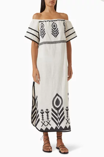 Off-shoulder Maxi Dress in Linen