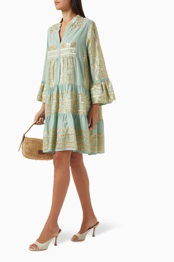 Embroidered Mini Dress in Cotton