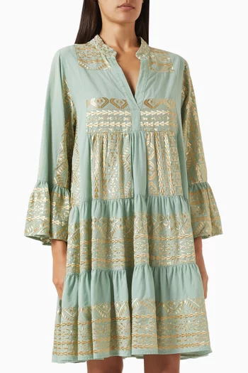 Embroidered Mini Dress in Cotton