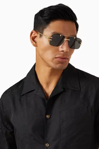 Oversized Aviator Sunglasses in Metal