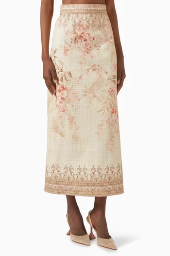 Illuminate Pencil Midi Skirt in Linen