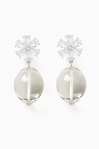 Daisy Drop Earrings in Plated Silver