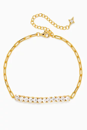 Tennis Crystal Anklet in Gold-plated Sterling Silver