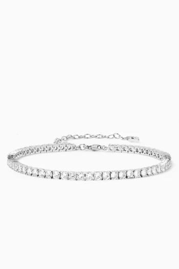 Tennis Crystal Anklet in Plated Sterling Silver