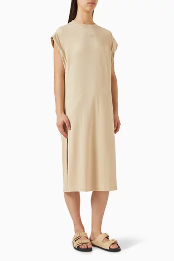 Cap-sleeve Midi Dress in Cotton Blend