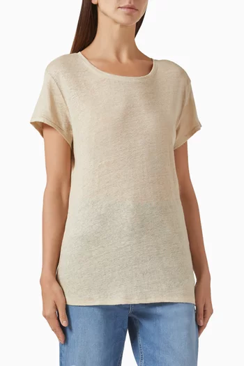 Scoop-neck T-shirt in Linen-jersey