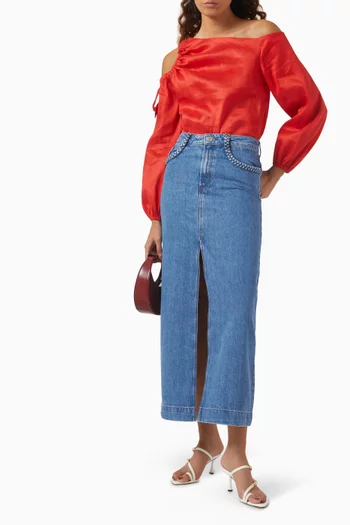 Cima Midi Skirt in Denim