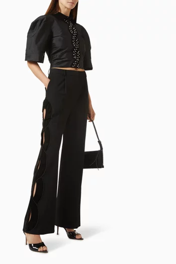 Cassy Embroidered Crop Top in Taffeta