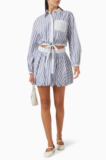 Tressé Ball-effect Mini Skirt in Poplin