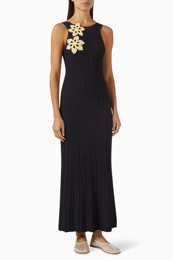 فستان ريميس بزهور كروشيه