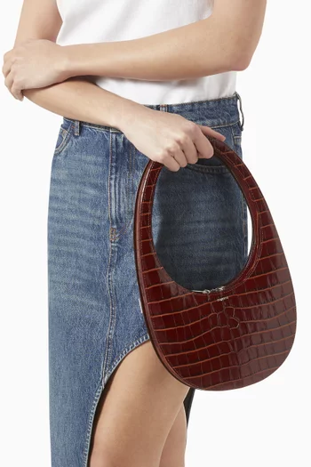 Small Swipe Bag in Croc-embossed Leather