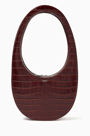 Small Swipe Bag in Croc-embossed Leather