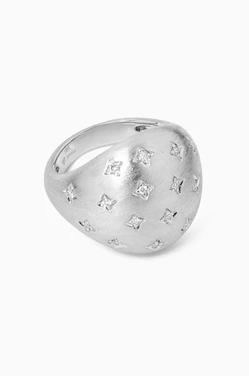 خاتم سكاتر مرصع بالماس ذهب أبيض عيار 18