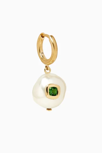 Eddie Diopside Pearl Single Earring in 9kt Gold