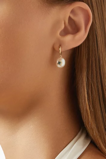 Eddie Topaz & Pearl Single Earring in 9kt Gold