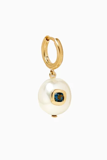 Eddie Topaz & Pearl Single Earring in 9kt Gold