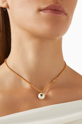 Eddie Diopside & Pearl Necklace in 9kt Gold